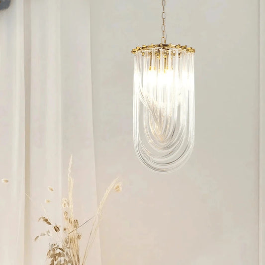 Verthara Premium Curved Glass Tube Retro Crystal Chandelier