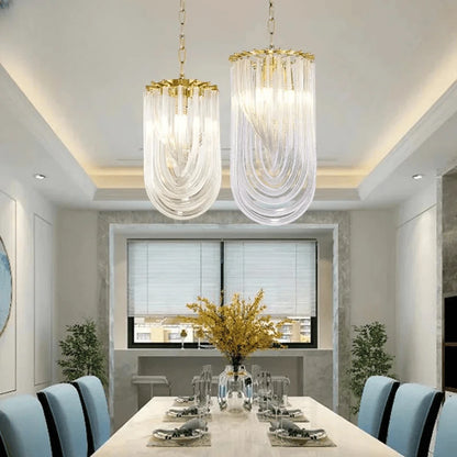 Verthara Premium Curved Glass Tube Retro Crystal Chandelier