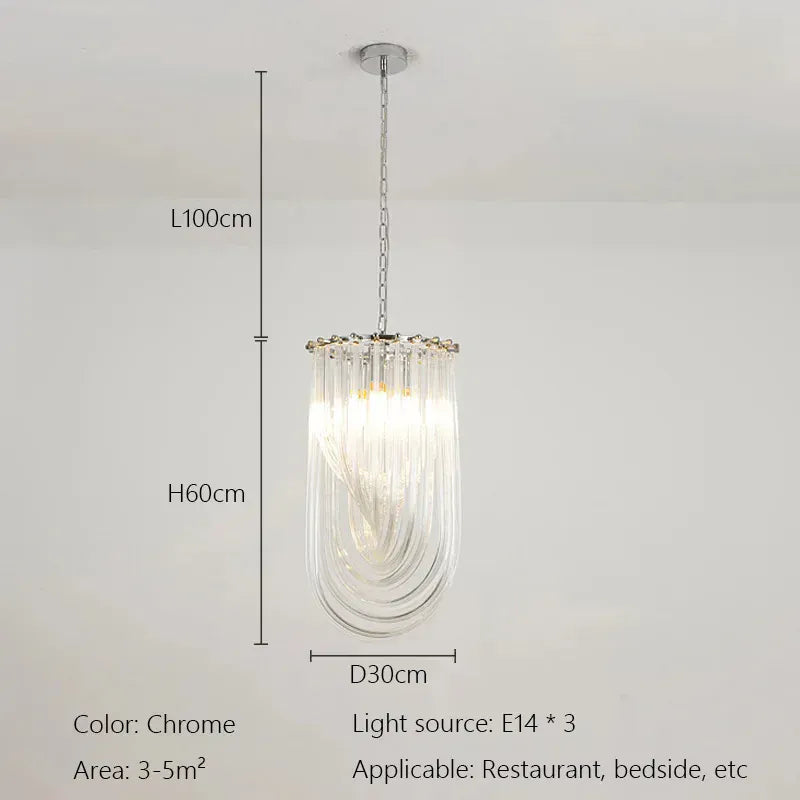 Verthara Premium Curved Glass Tube Retro Crystal Chandelier
