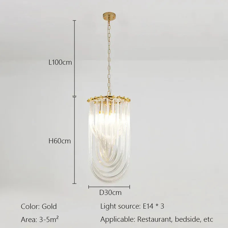 Verthara Premium Curved Glass Tube Retro Crystal Chandelier