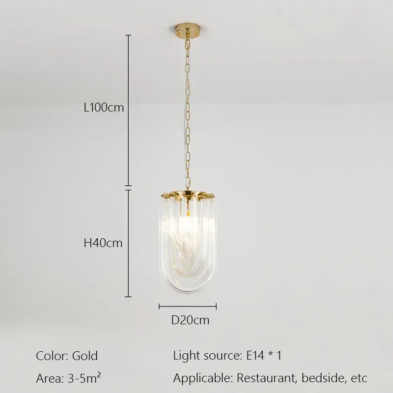 Verthara Premium Curved Glass Tube Retro Crystal Chandelier