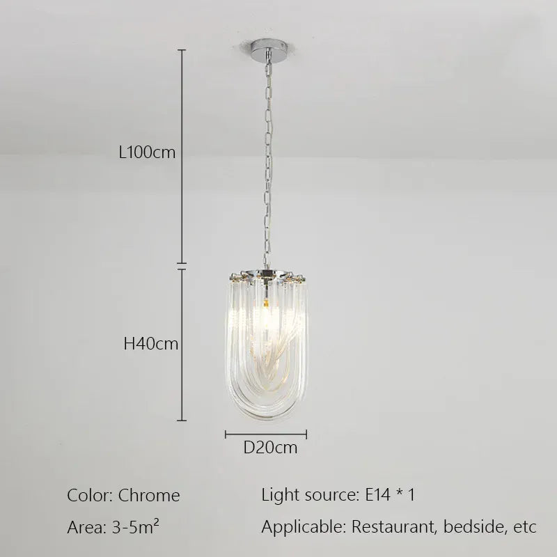 Verthara Premium Curved Glass Tube Retro Crystal Chandelier