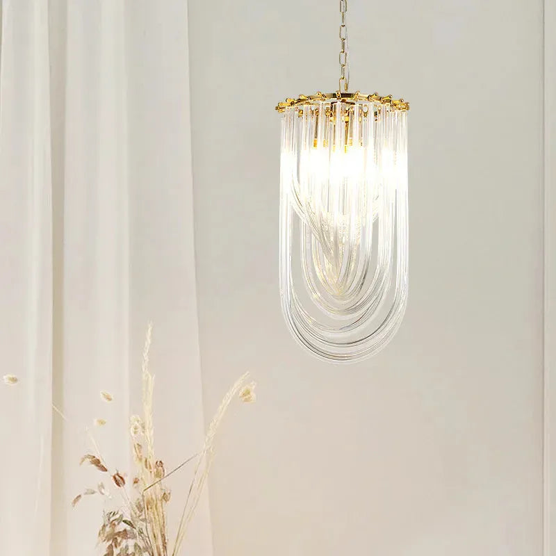 Verthara Premium Curved Glass Tube Retro Crystal Chandelier