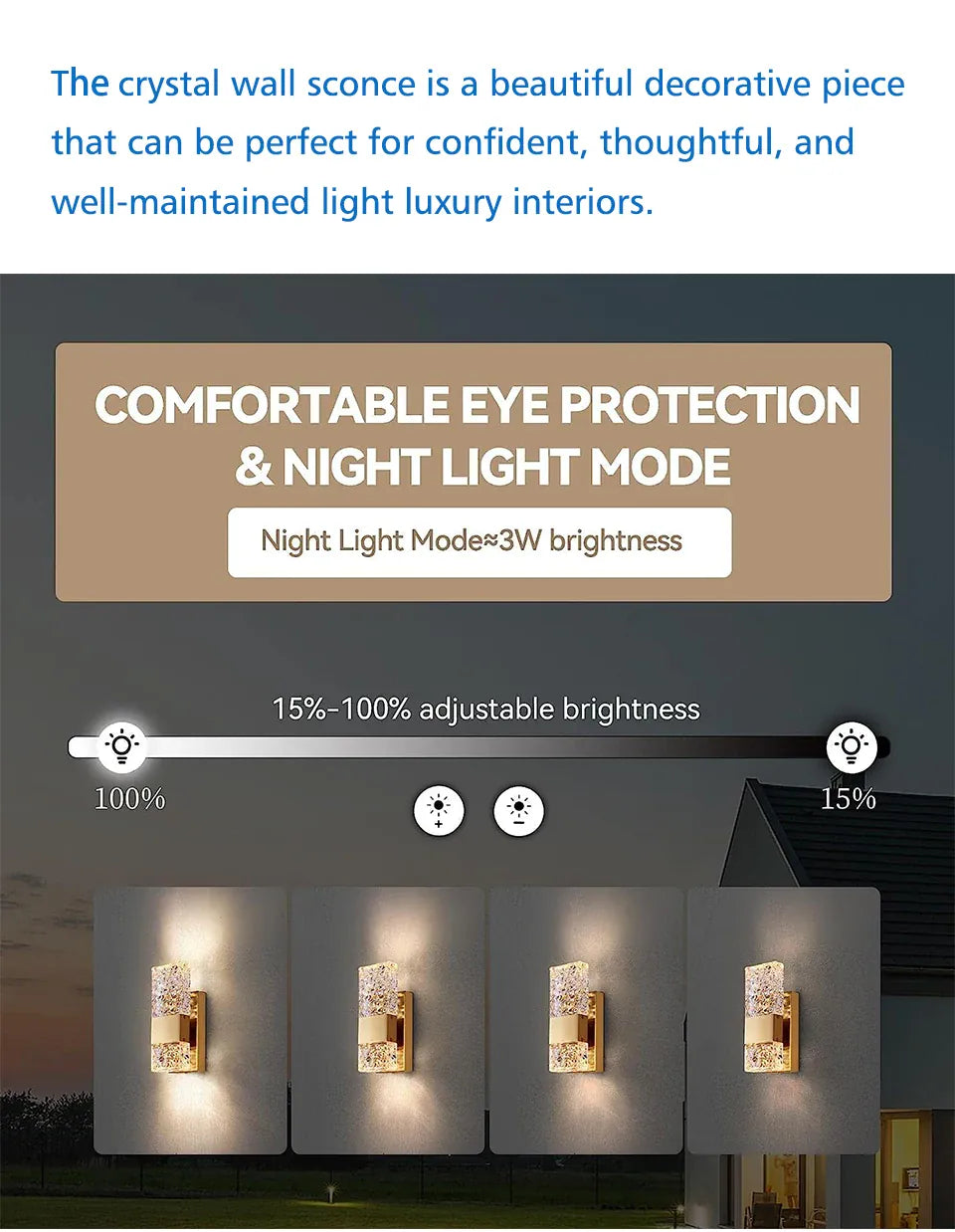 Verthara Premium Dimmable Crystal LED Wall Light with Remote