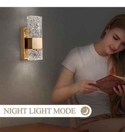 Verthara Premium Dimmable Crystal LED Wall Light with Remote