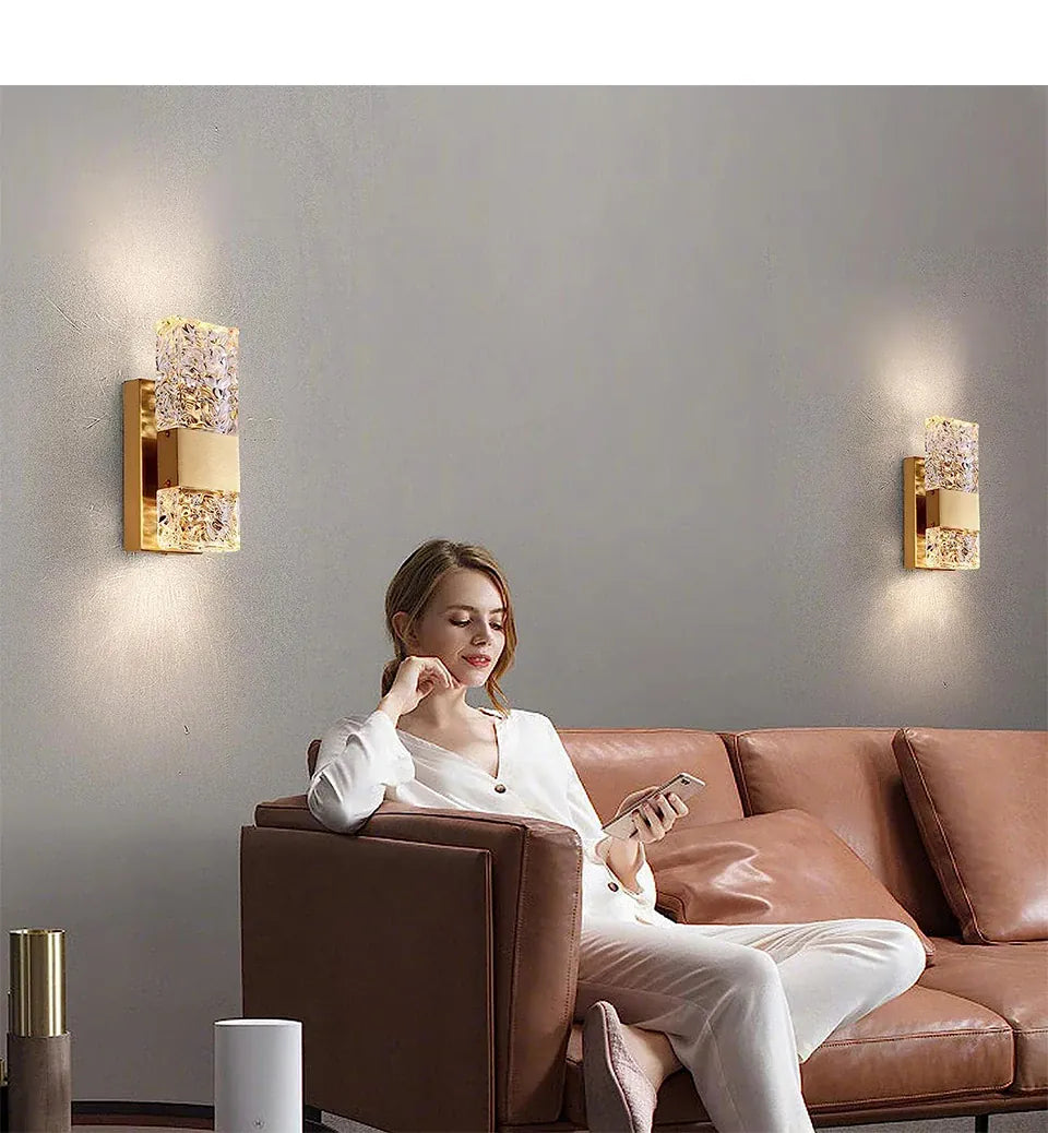 Verthara Premium Dimmable Crystal LED Wall Light with Remote