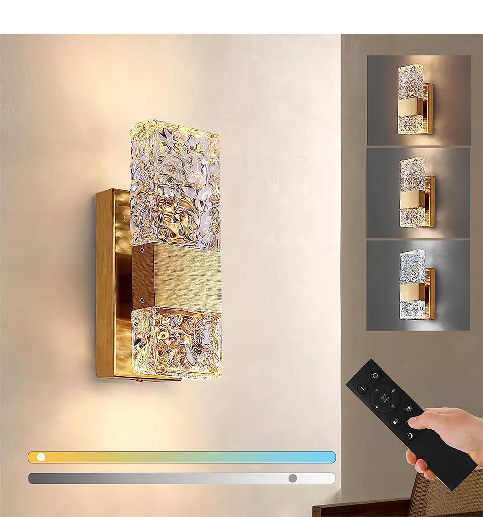 Verthara Premium Dimmable Crystal LED Wall Light with Remote