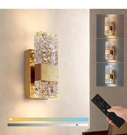 Verthara Premium Dimmable Crystal LED Wall Light with Remote