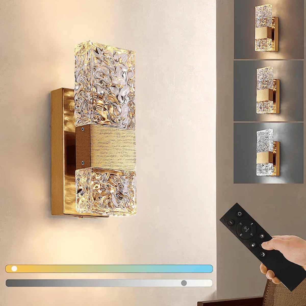 Verthara Premium Dimmable Crystal LED Wall Light with Remote