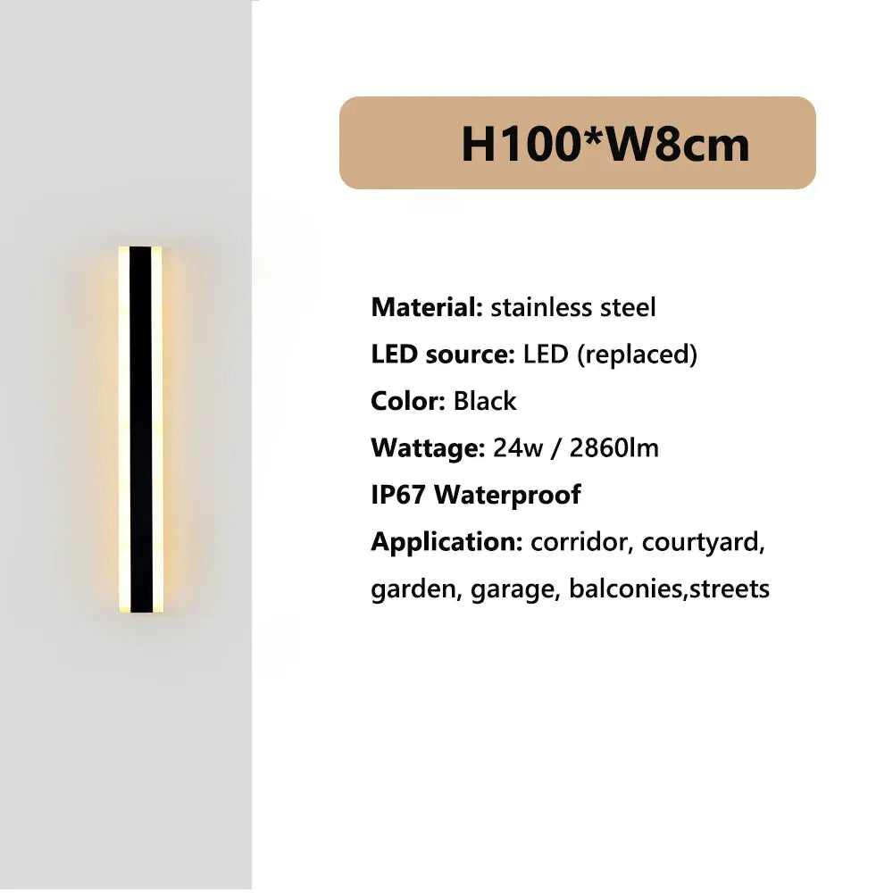 Verthara Premium Dimmable LED Outdoor Wall Light – Wall Mount – IP67 Waterproof - Rust-Proof Stainless Steel - Modern Design - Adjustable Brightness