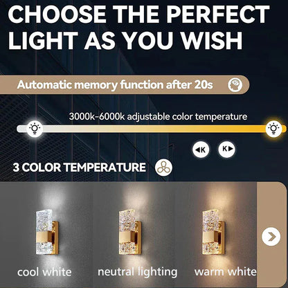 Verthara Premium Dimmable LED Wall Light With Remote Control – Adjustable 3000K-6000K - Modern Crystal Design - Eye Protection - Easy Installation