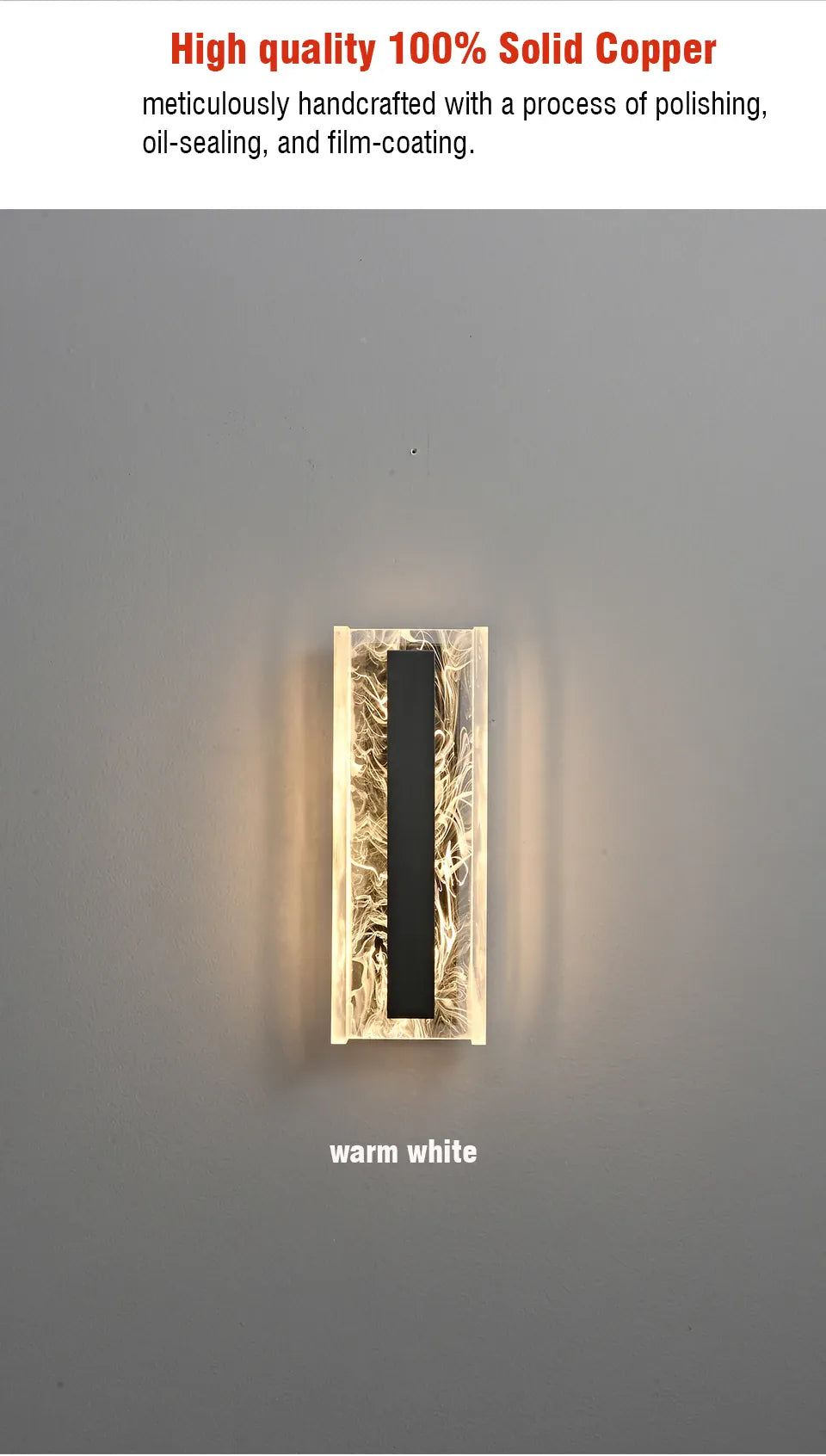 Verthara Premium Dimmable Rectangle Copper Wall Sconce