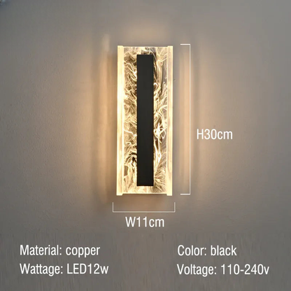 Verthara Premium Dimmable Rectangle Copper Wall Sconce Changeable
