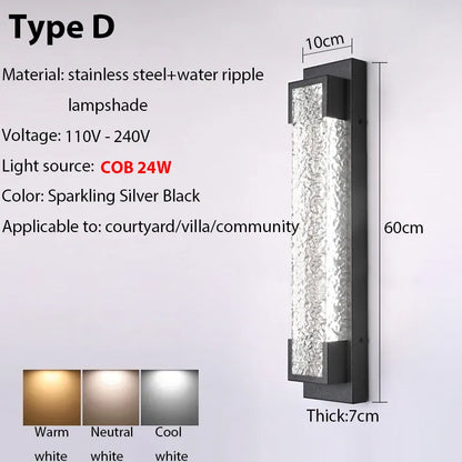 Verthara Premium Dimmable Stainless Steel Outdoor Wall Sconce Triac dimming 3000K / D 24w