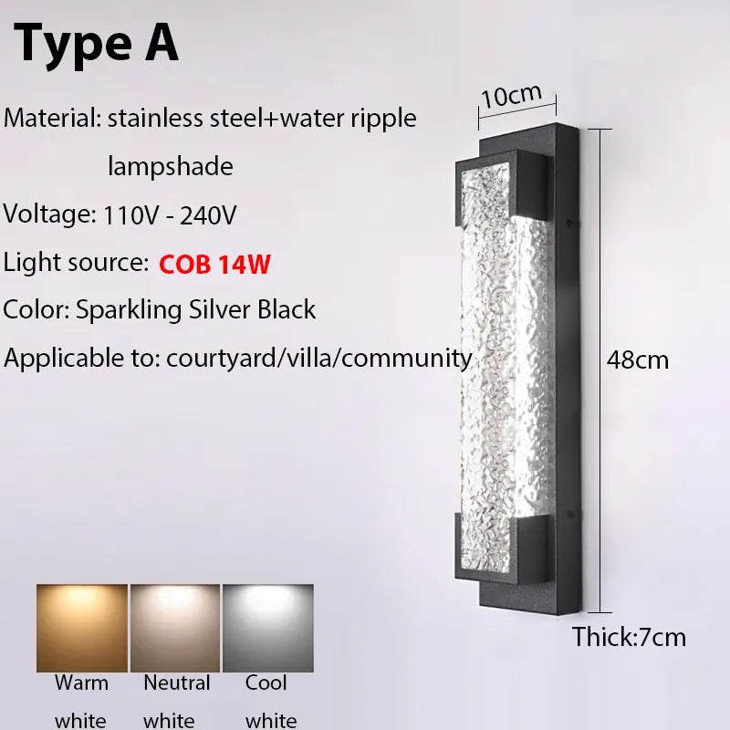 Verthara Premium Dimmable Stainless Steel Outdoor Wall Sconce Triac dimming 3000K / A 14w
