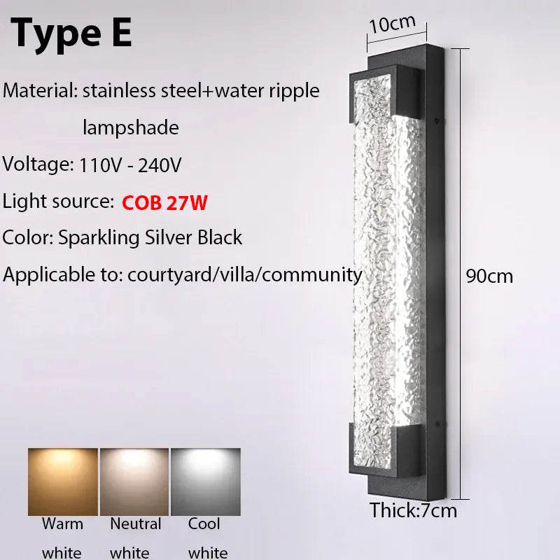 Verthara Premium Dimmable Stainless Steel Outdoor Wall Sconce Triac dimming 3000K / E 27w