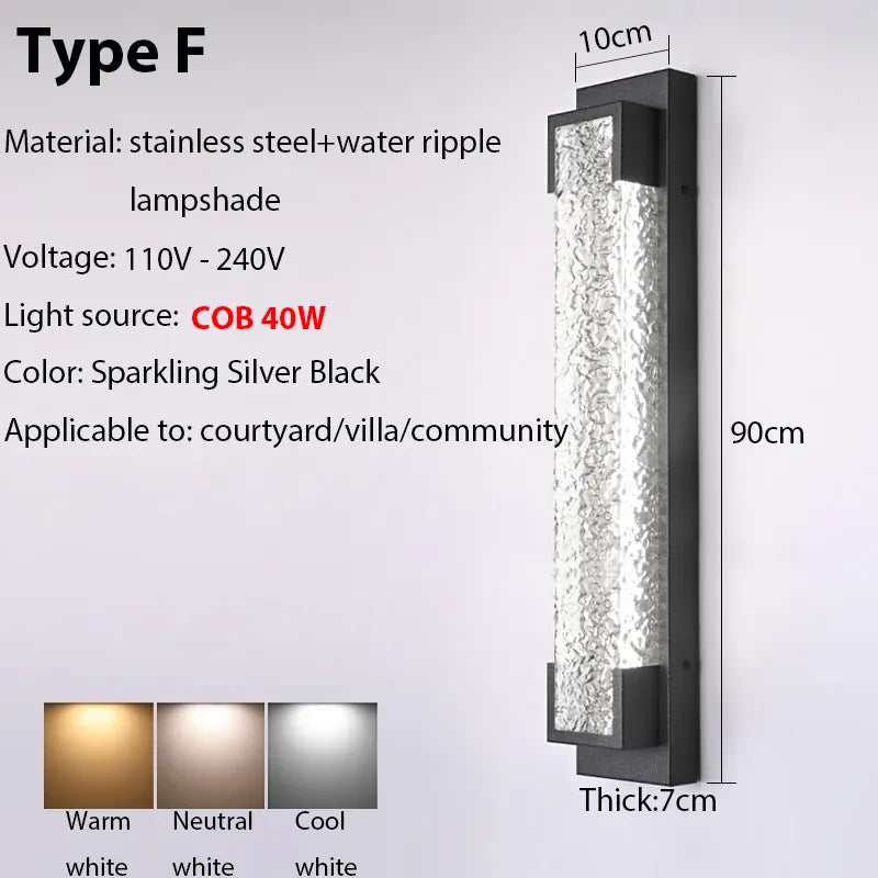 Verthara Premium Dimmable Stainless Steel Outdoor Wall Sconce Triac dimming 3000K / F 40w