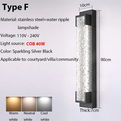 Verthara Premium Dimmable Stainless Steel Outdoor Wall Sconce Triac dimming 3000K / F 40w