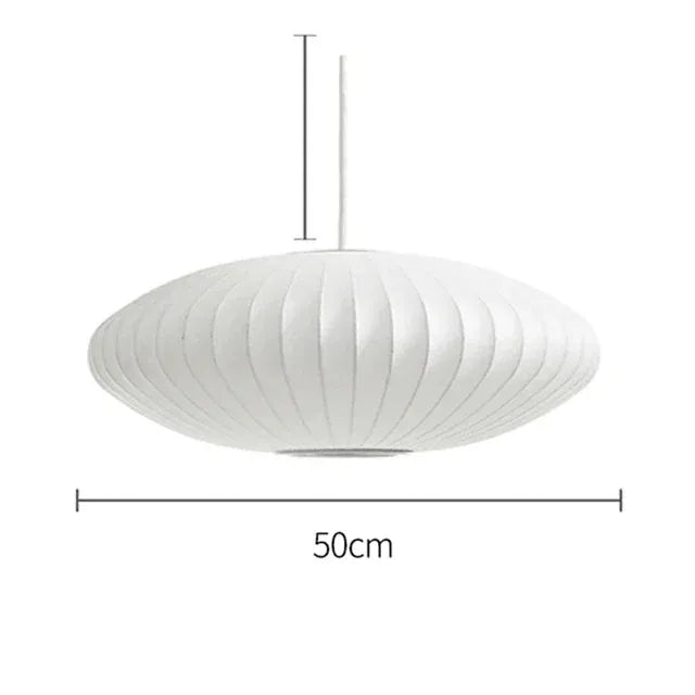 Verthara Premium E27 Pendant Light - Hanging Mount - Silk Cloth Shade - Postmodern Design - Ideal For Kitchen Island - Dining Room - Indoor Use A Dia50cm / Cold White