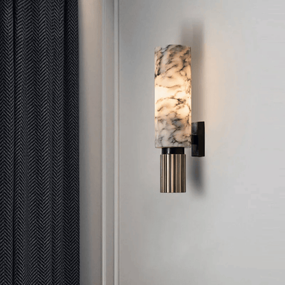 Verthara Premium E27 Wall Light Sconce With Natural Marble Finish – Indoor Wall Lamp - Modern Design - 15.7 Inch - Elegant Home Decor Warm White (2700-3500K) / H40x12x9cm / 2 pcs
