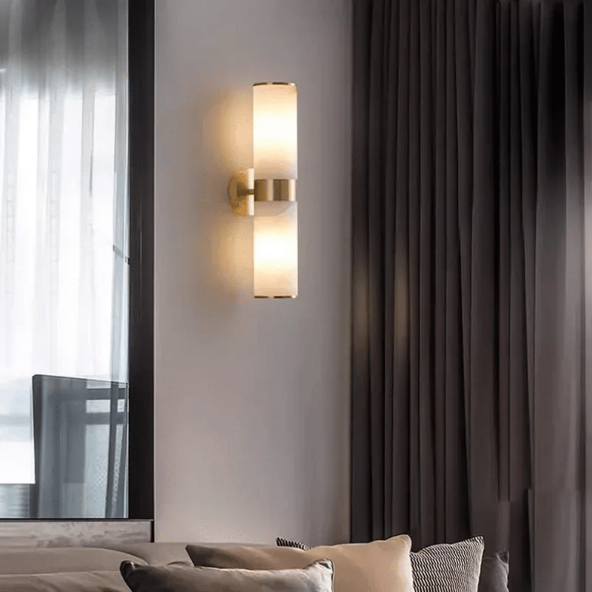 Verthara Premium E27 Wall Light With Natural Marble Finish - Wall-Mounted - Modern Design - Black Gold Accents - Indoor Lighting - Elegant Sconce Warm White (2700-3500K) / A Gold