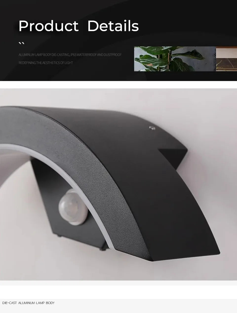 Verthara Premium Fan-Shaped Motion Sensor Outdoor Wall Light