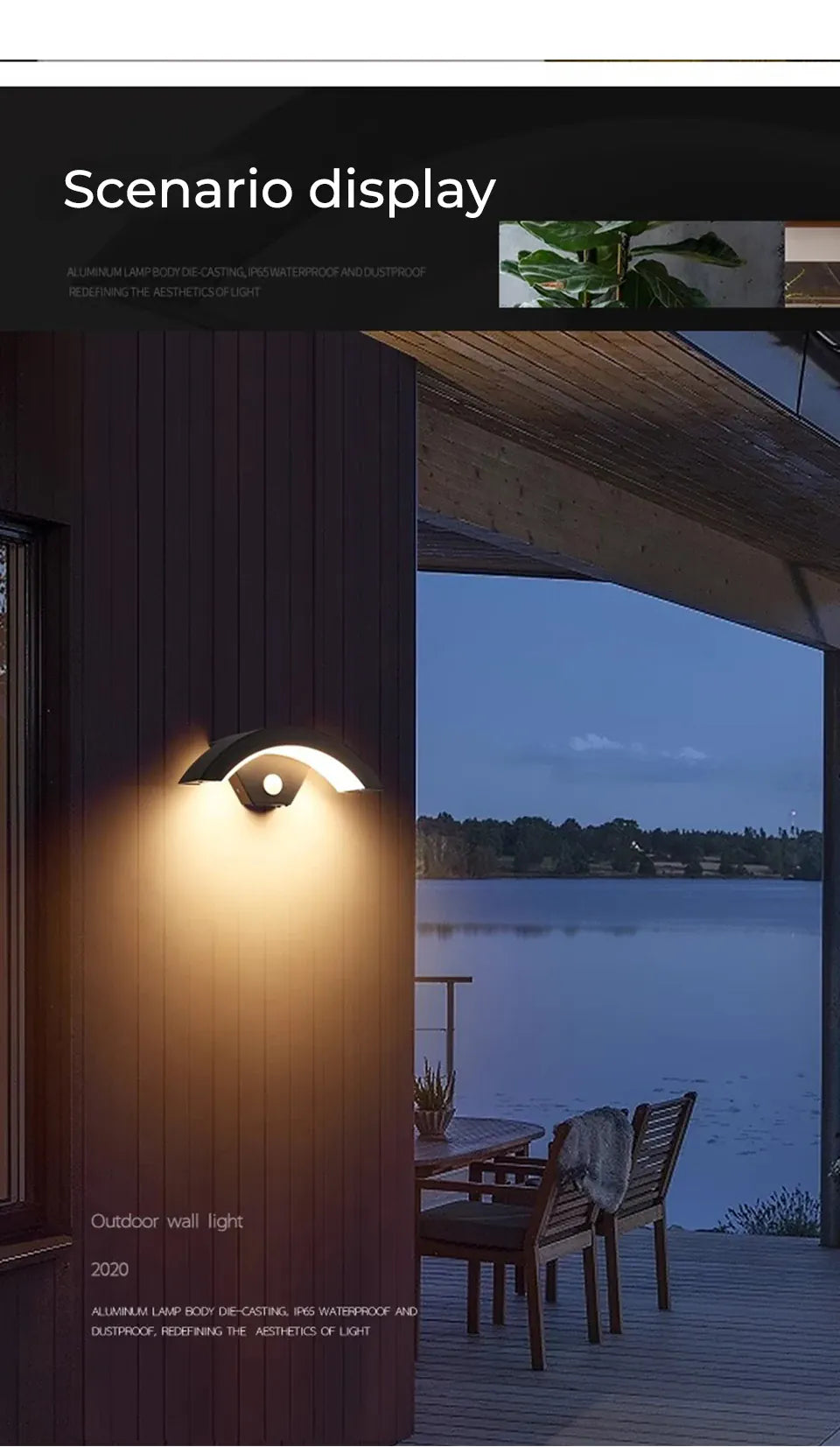 Verthara Premium Fan-Shaped Motion Sensor Outdoor Wall Light