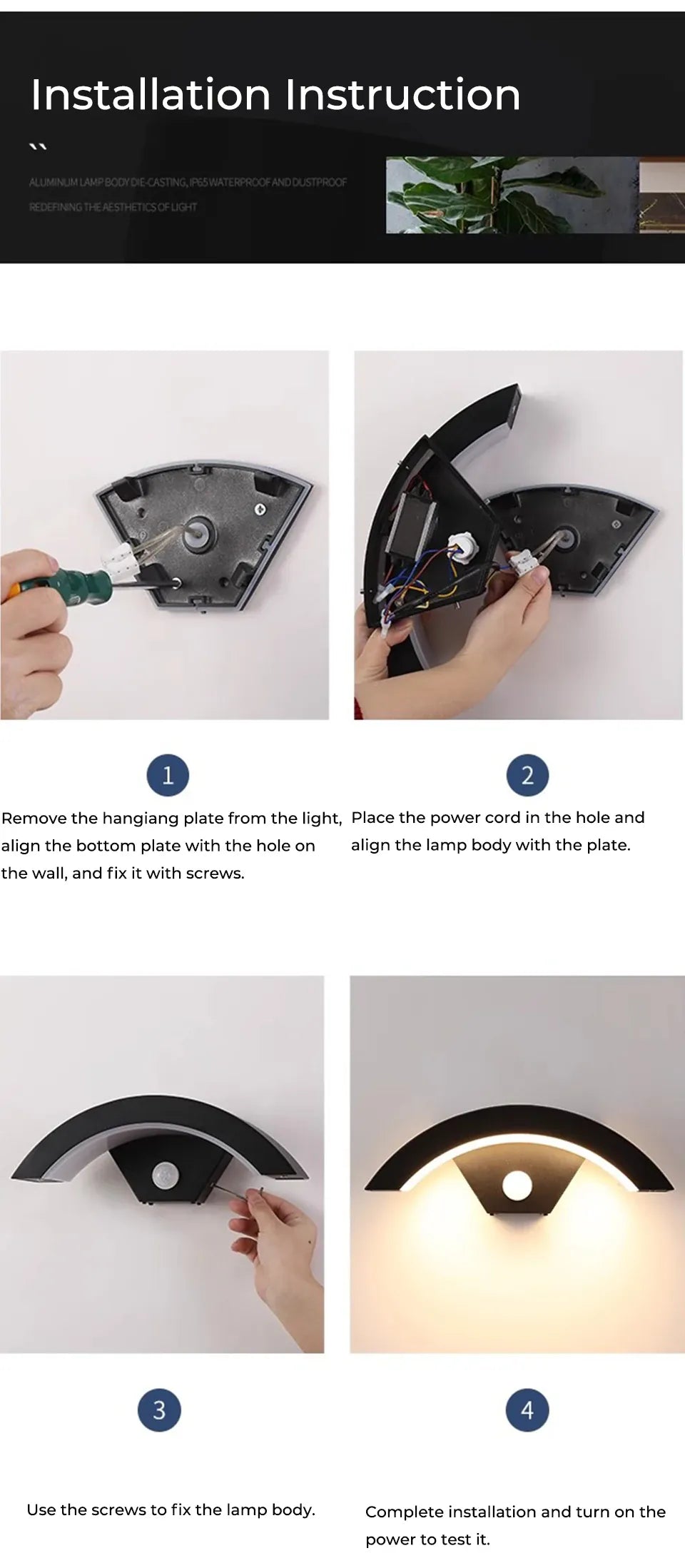 Verthara Premium Fan-Shaped Motion Sensor Outdoor Wall Light