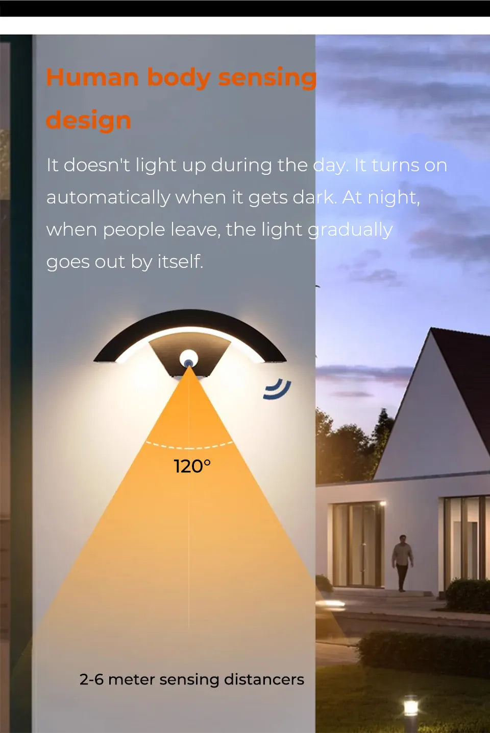 Verthara Premium Fan-Shaped Motion Sensor Outdoor Wall Light