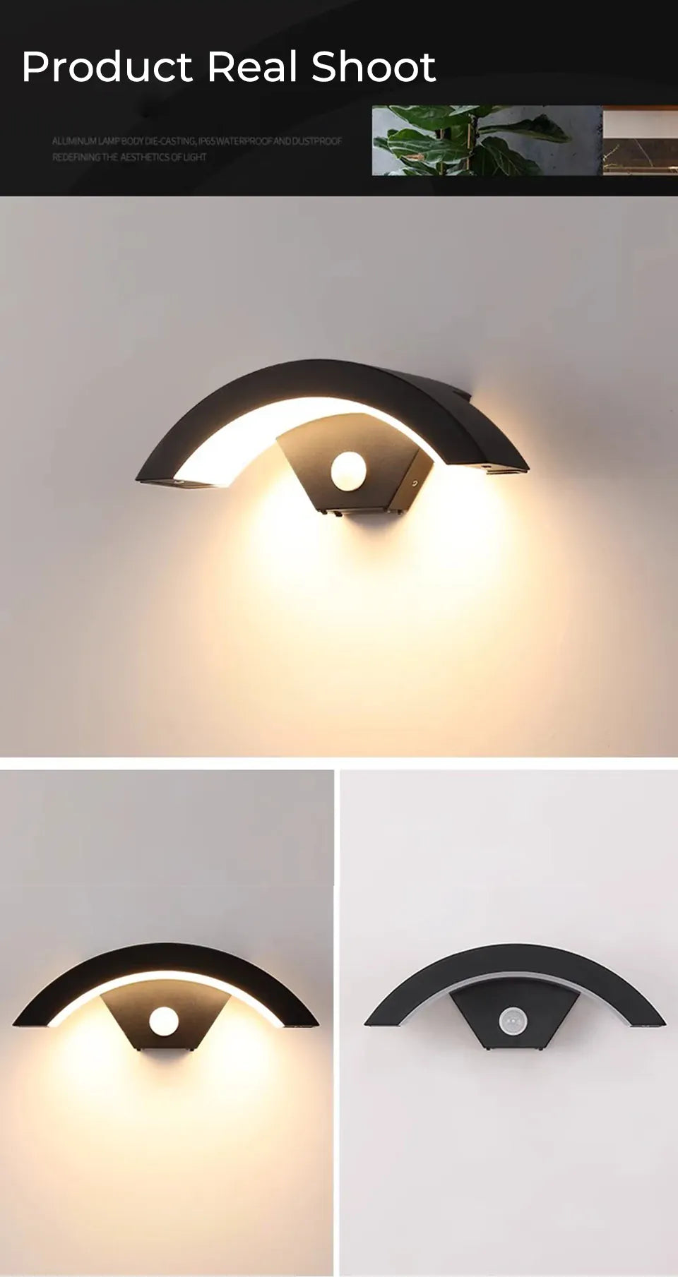 Verthara Premium Fan-Shaped Motion Sensor Outdoor Wall Light