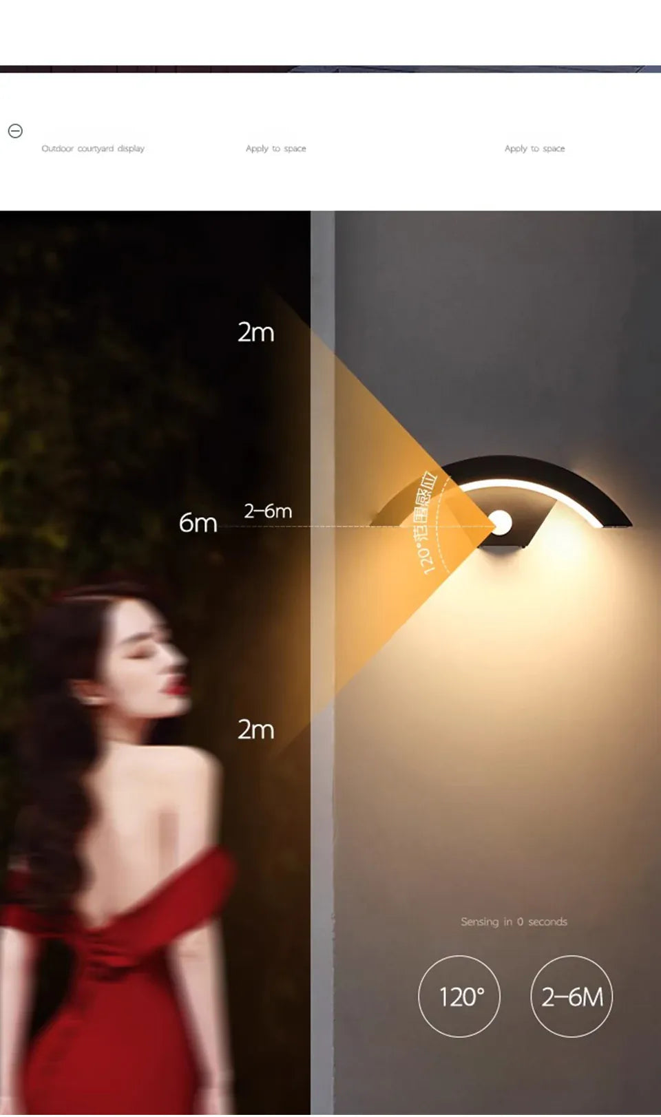 Verthara Premium Fan-Shaped Motion Sensor Outdoor Wall Light