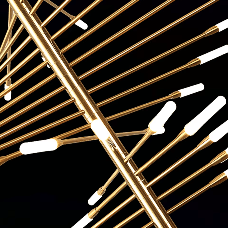 Verthara Premium Firework Sculptural Gold LED Chandelier