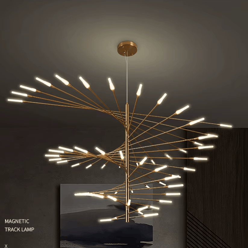 Verthara Premium Firework Sculptural Gold LED Chandelier
