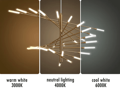Verthara Premium Firework Sculptural Gold LED Chandelier
