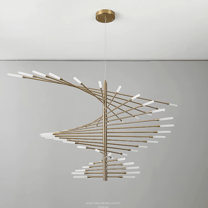 Verthara Premium Firework Sculptural Gold LED Chandelier