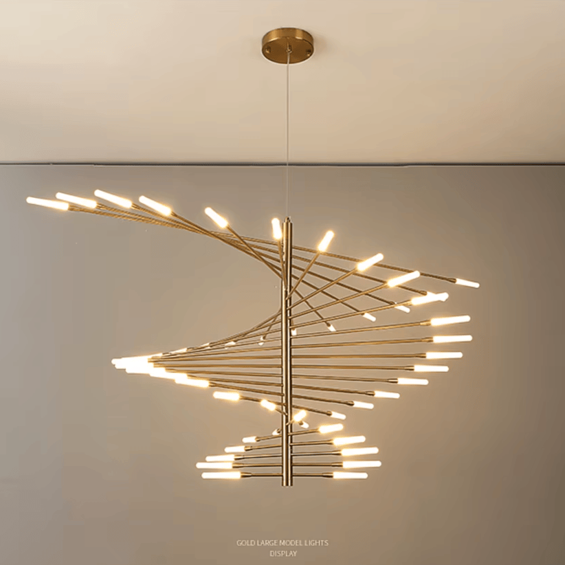 Verthara Premium Firework Sculptural Gold LED Chandelier