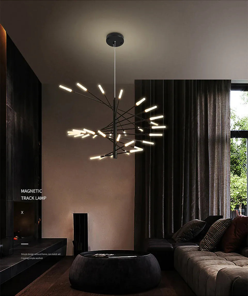 Verthara Premium Firework Sculptural Gold LED Chandelier