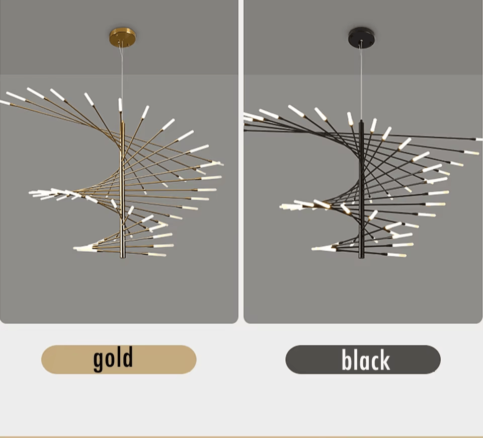 Verthara Premium Firework Sculptural Gold LED Chandelier