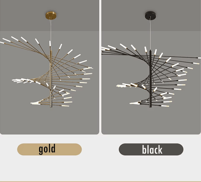 Verthara Premium Firework Sculptural Gold LED Chandelier