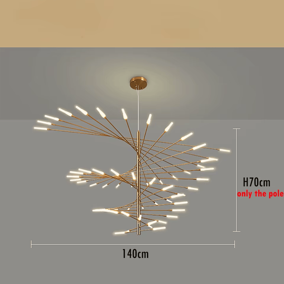 Verthara Premium Firework Sculptural Gold LED Chandelier