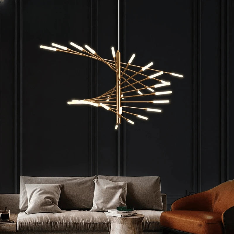 Verthara Premium Firework Sculptural Gold LED Chandelier