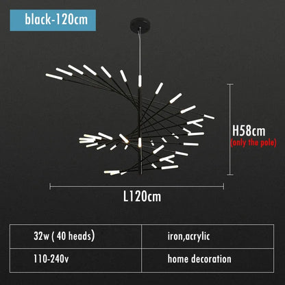 Verthara Premium Firework Sculptural Gold LED Chandelier black 120cm