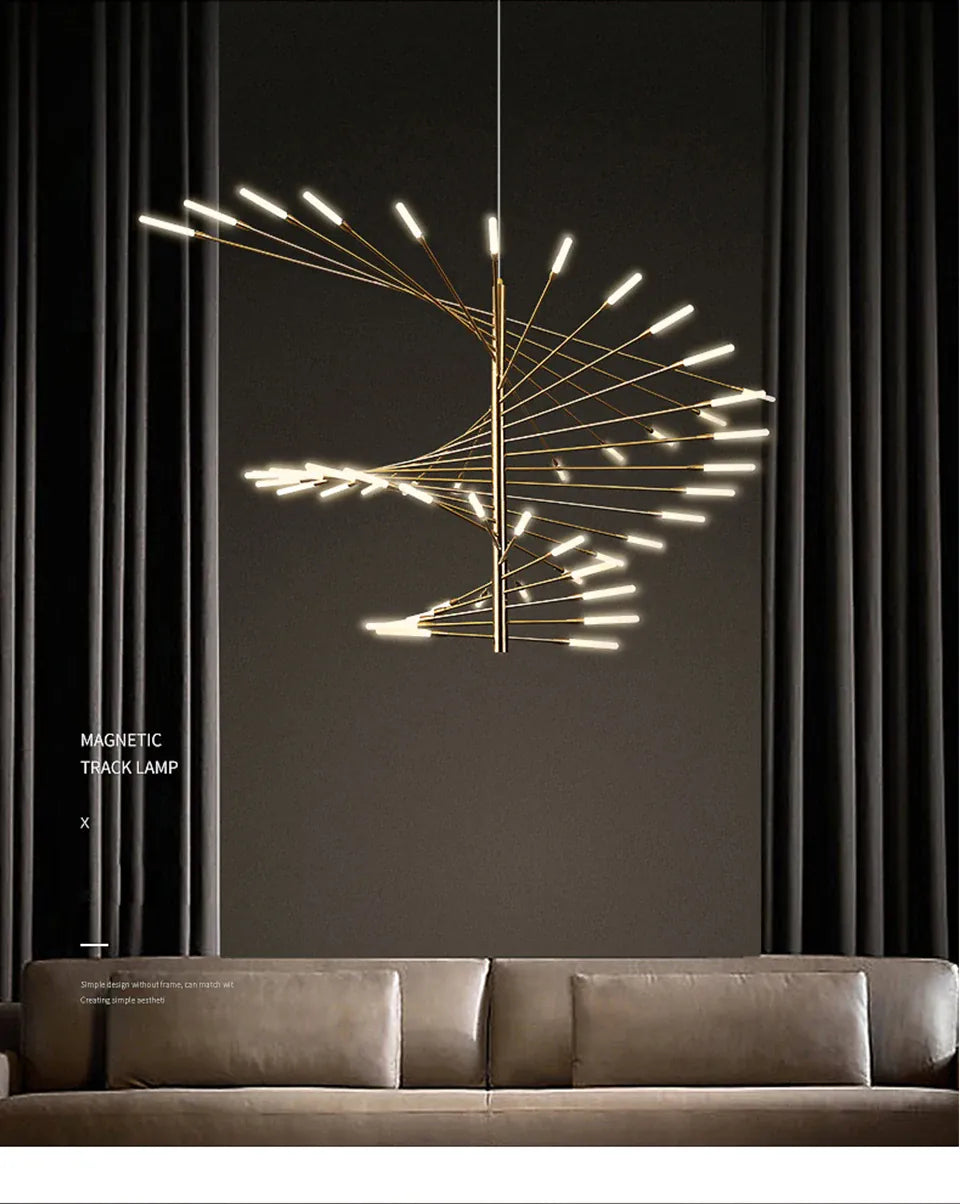 Verthara Premium Firework Sculptural Gold LED Chandelier