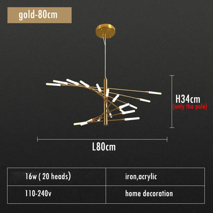 Verthara Premium Firework Sculptural Gold LED Chandelier gold 80cm