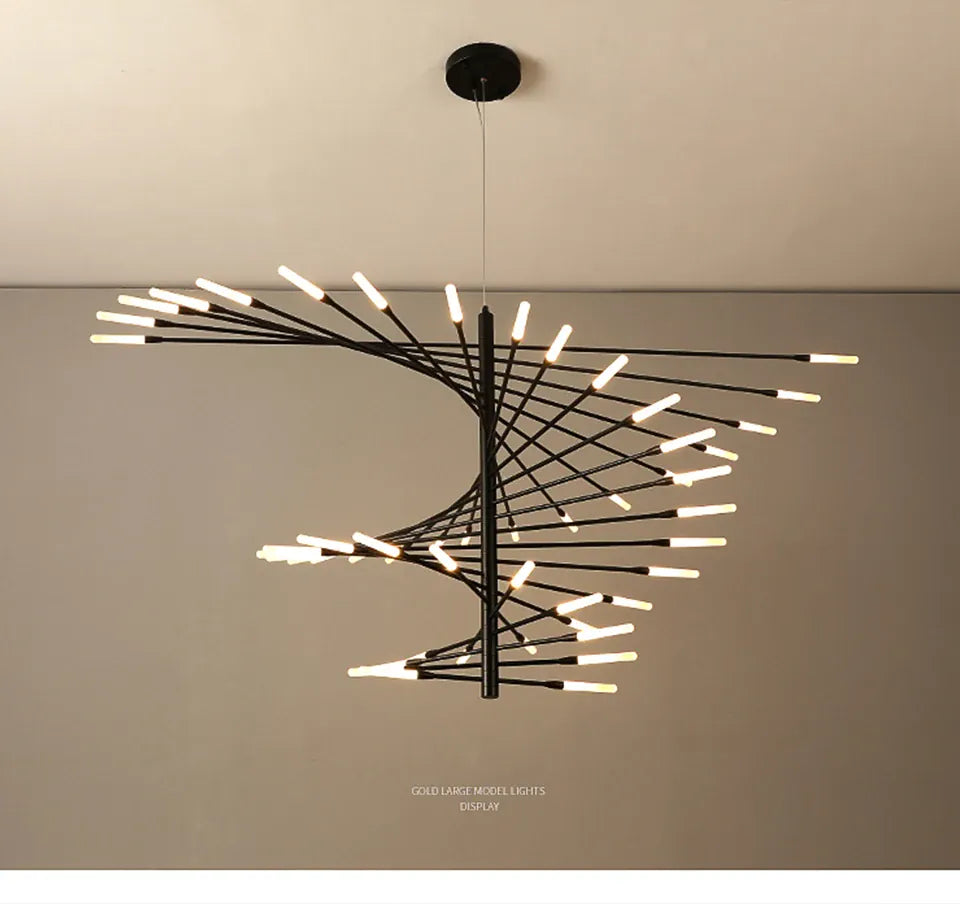 Verthara Premium Firework Sculptural Gold LED Chandelier