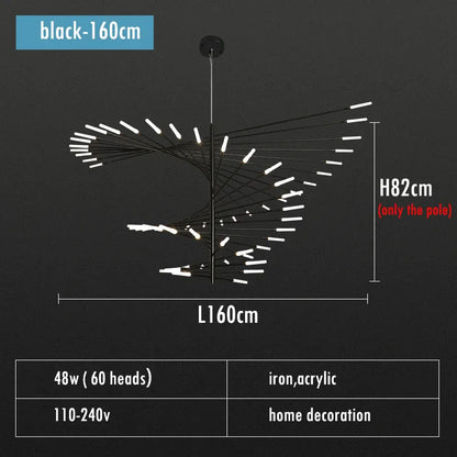 Verthara Premium Firework Sculptural Gold LED Chandelier black 160cm