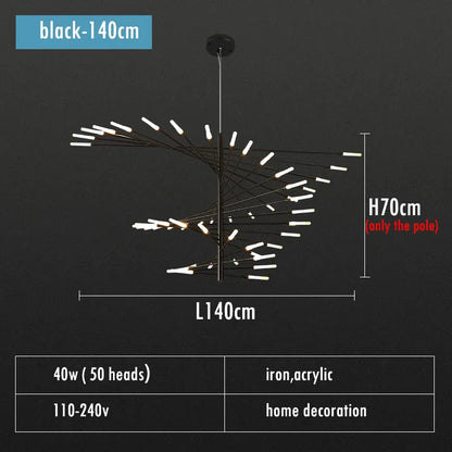 Verthara Premium Firework Sculptural Gold LED Chandelier black 140cm