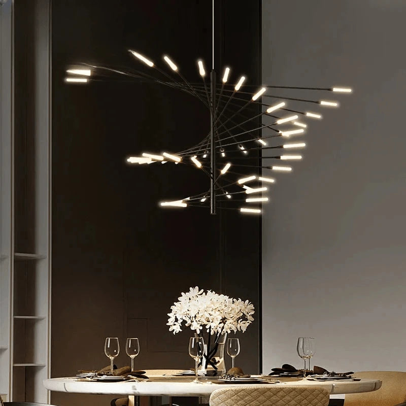 Verthara Premium Firework Sculptural Gold LED Chandelier