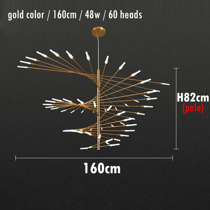 Verthara Premium Firework Sculptural Gold LED Chandelier