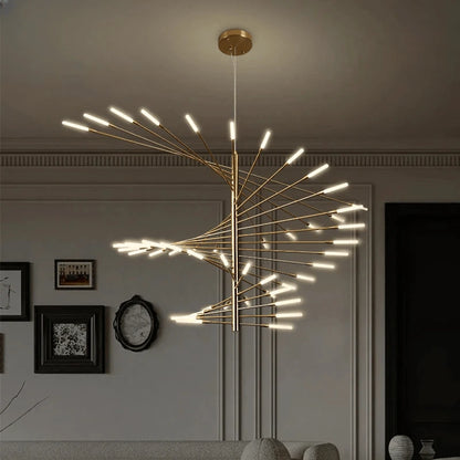 Verthara Premium Firework Sculptural Gold LED Chandelier
